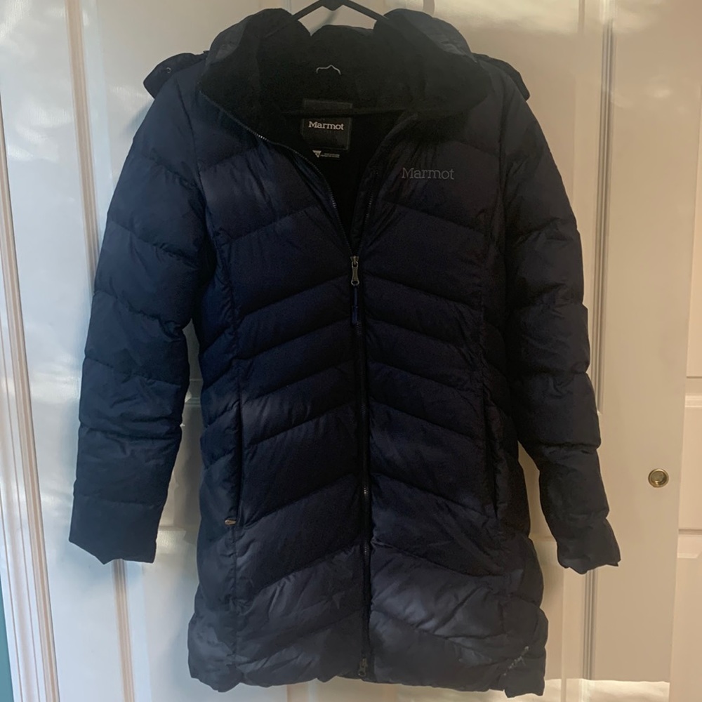 Marmot Women's Dark Navy Long Down Puffer Coat
